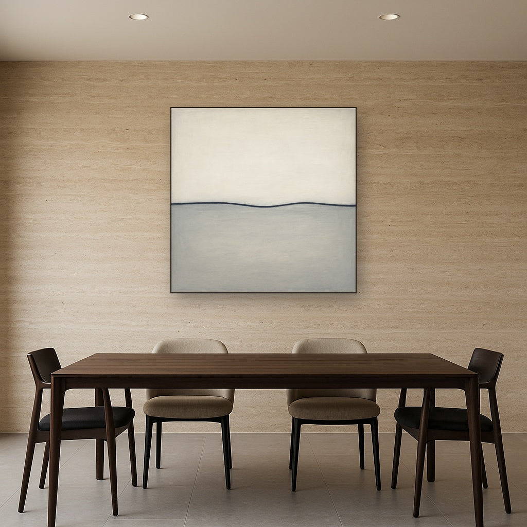 Minimalist Continuous Line Horizon in Deep Indigo No. 15 Fine Art Oil Painting - View 4