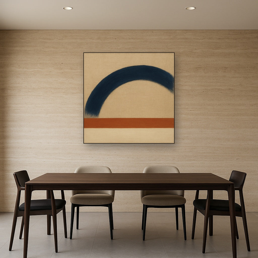 Navy Indigo & Warm Sand Sweep No. 2 - Modern Fine Art Oil Painting - View 4
