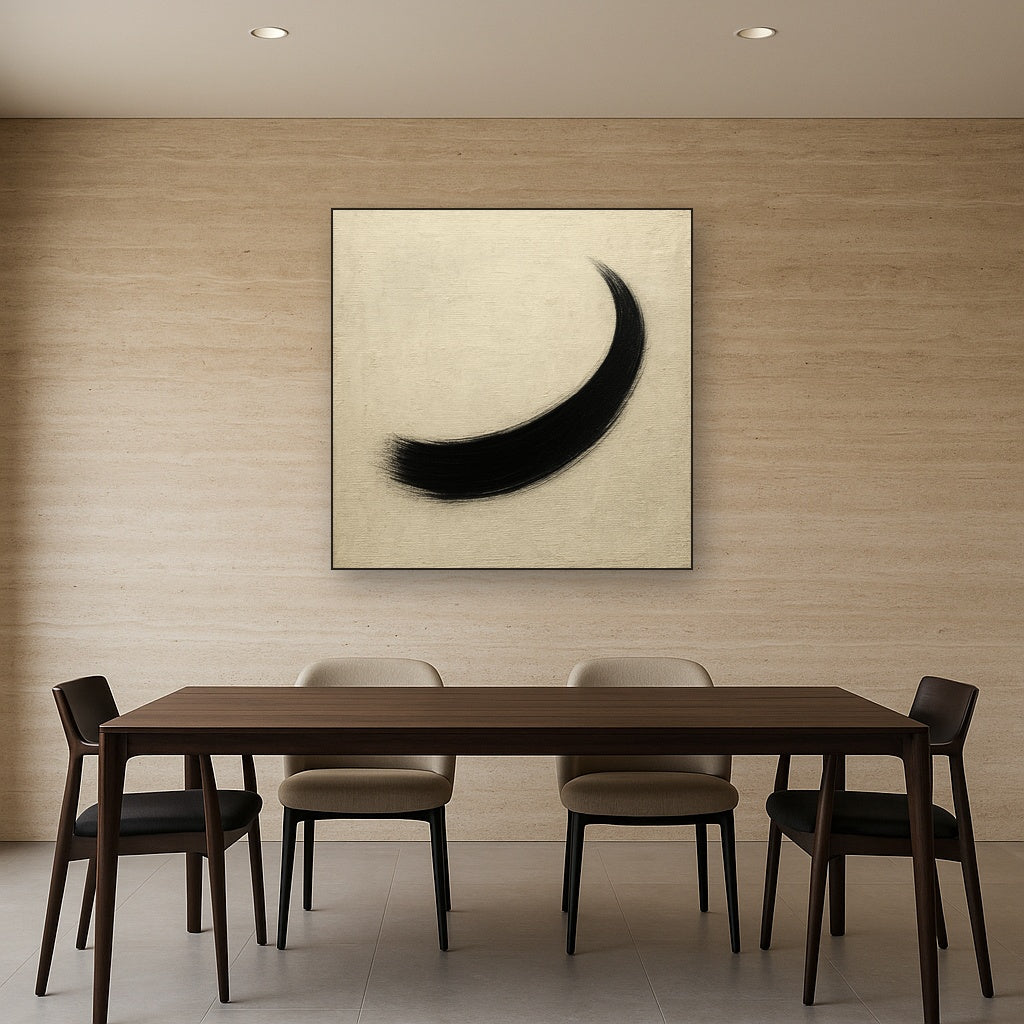 Monochrome Brushstroke Void No. 5 - Modern Fine Art Oil Painting - View 4