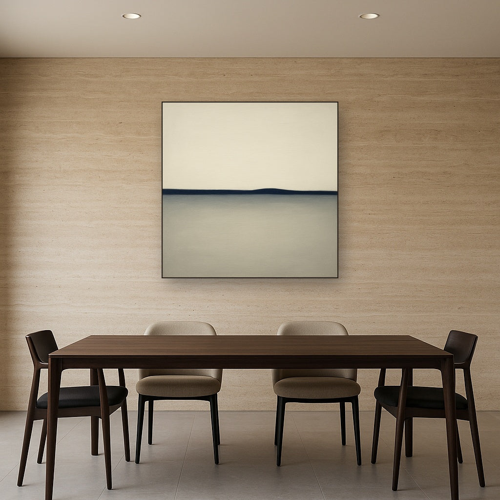 Minimalist Continuous Line Horizon in Deep Indigo No. 11 Fine Art Oil Painting - View 4