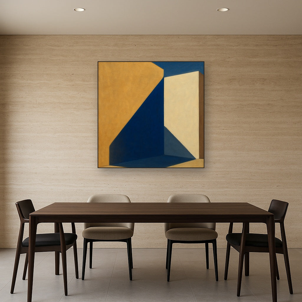 Sun & Shadow Architectural Facade Geometry No. 12 Fine Art Oil Painting - View 4