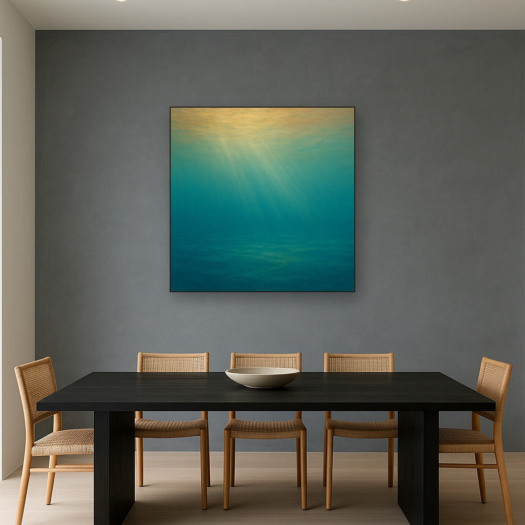 Minimalist Aquamarine Reef Void No. 10 - Modern Fine Art Oil Painting - View 4