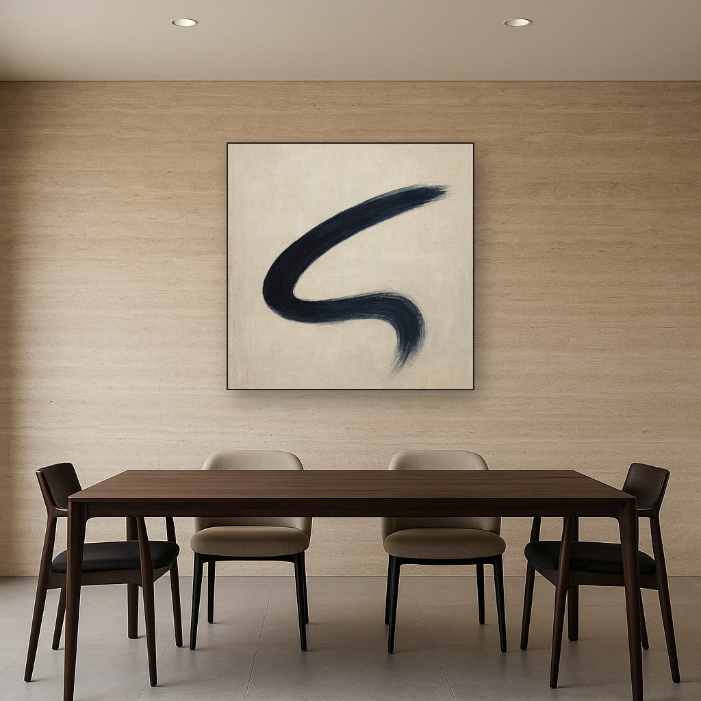Monochrome Brushstroke Void No. 5 - Modern Fine Art Oil Painting - View 4