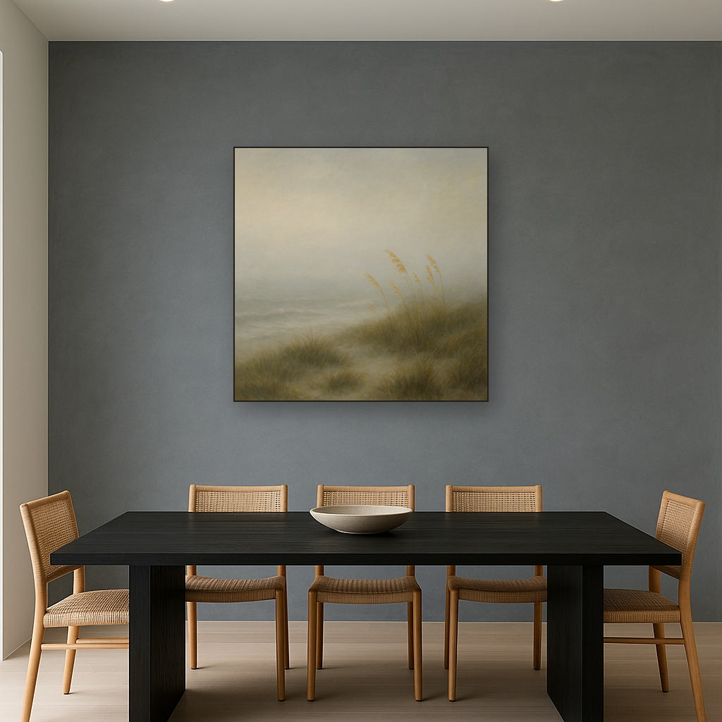 Ethereal Coastal Sea Fog over Silent Dunes No. 7 Fine Art Oil Painting - View 4