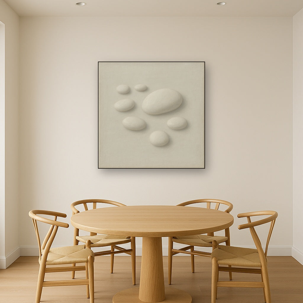 Organic Pebble Relief in White No. 6 - Modern Fine Art Oil Painting - View 4