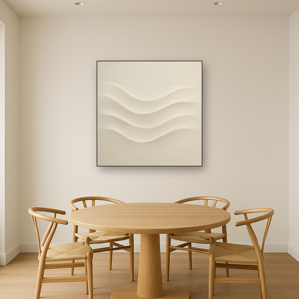 Monochrome Wave Relief No. 2 - Modern Fine Art Oil Painting - View 4