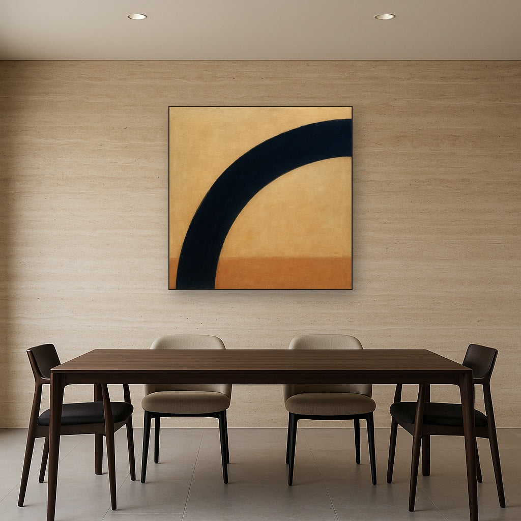 Navy Indigo & Warm Sand Sweep No. 2 - Modern Fine Art Oil Painting - View 4