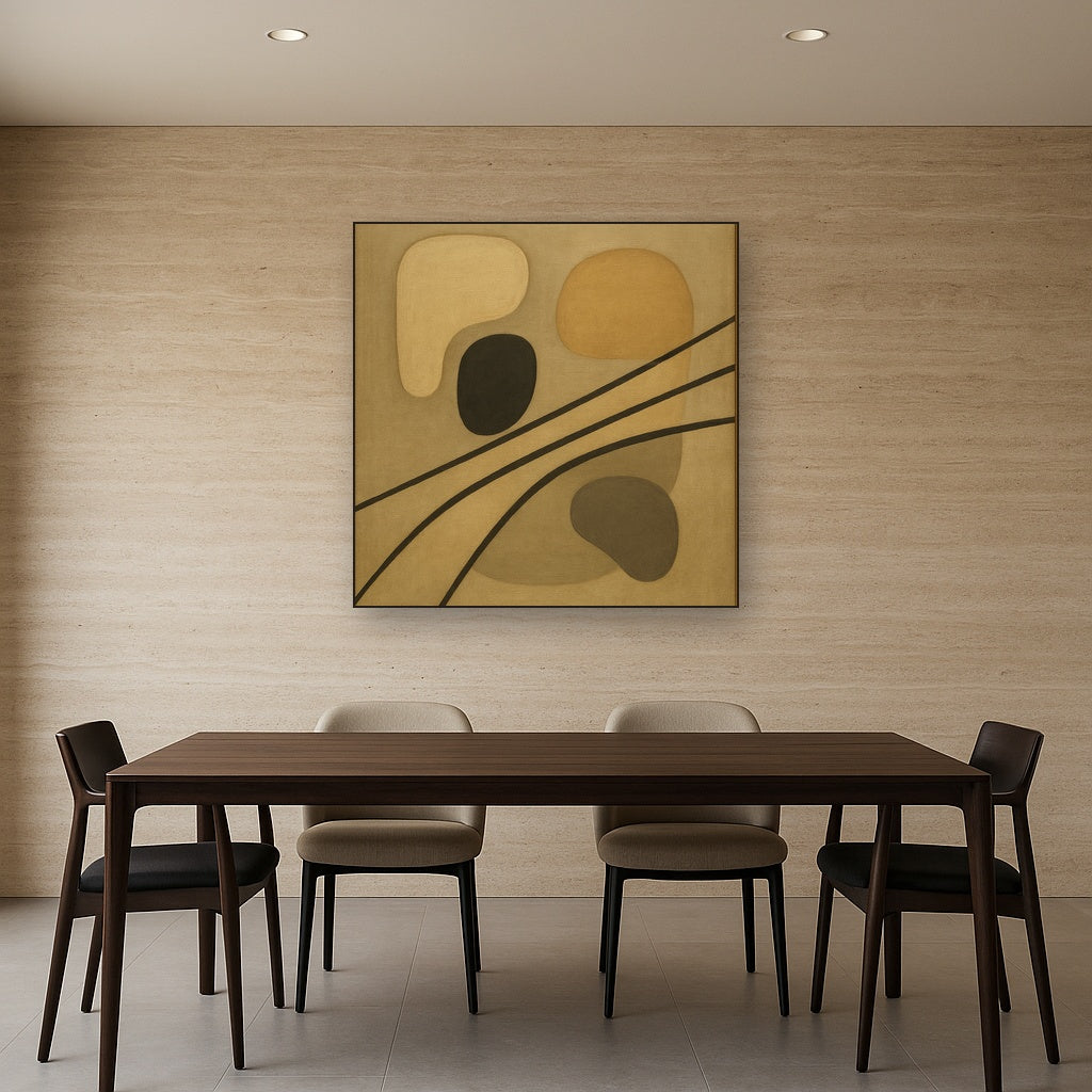 Organic Pebble Contours & Slanted Lines No. 17 Oil Painting - View 4
