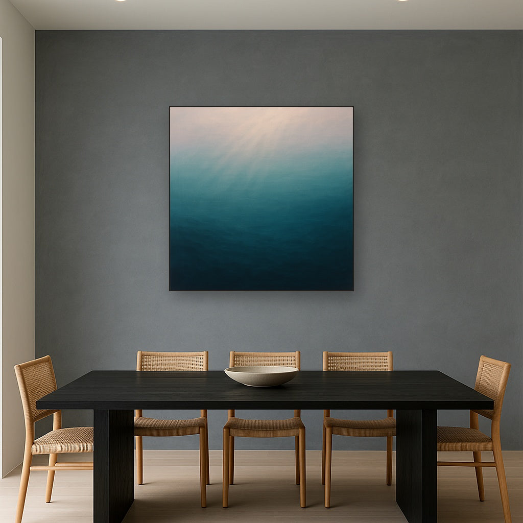 Minimalist Aquamarine Reef Void No. 10 - Modern Fine Art Oil Painting - View 4