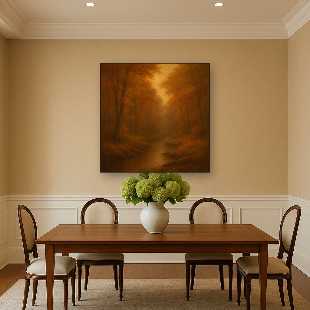 Secluded Woodland Brook in Autumn Glow No. 8 Oil Painting - View 4