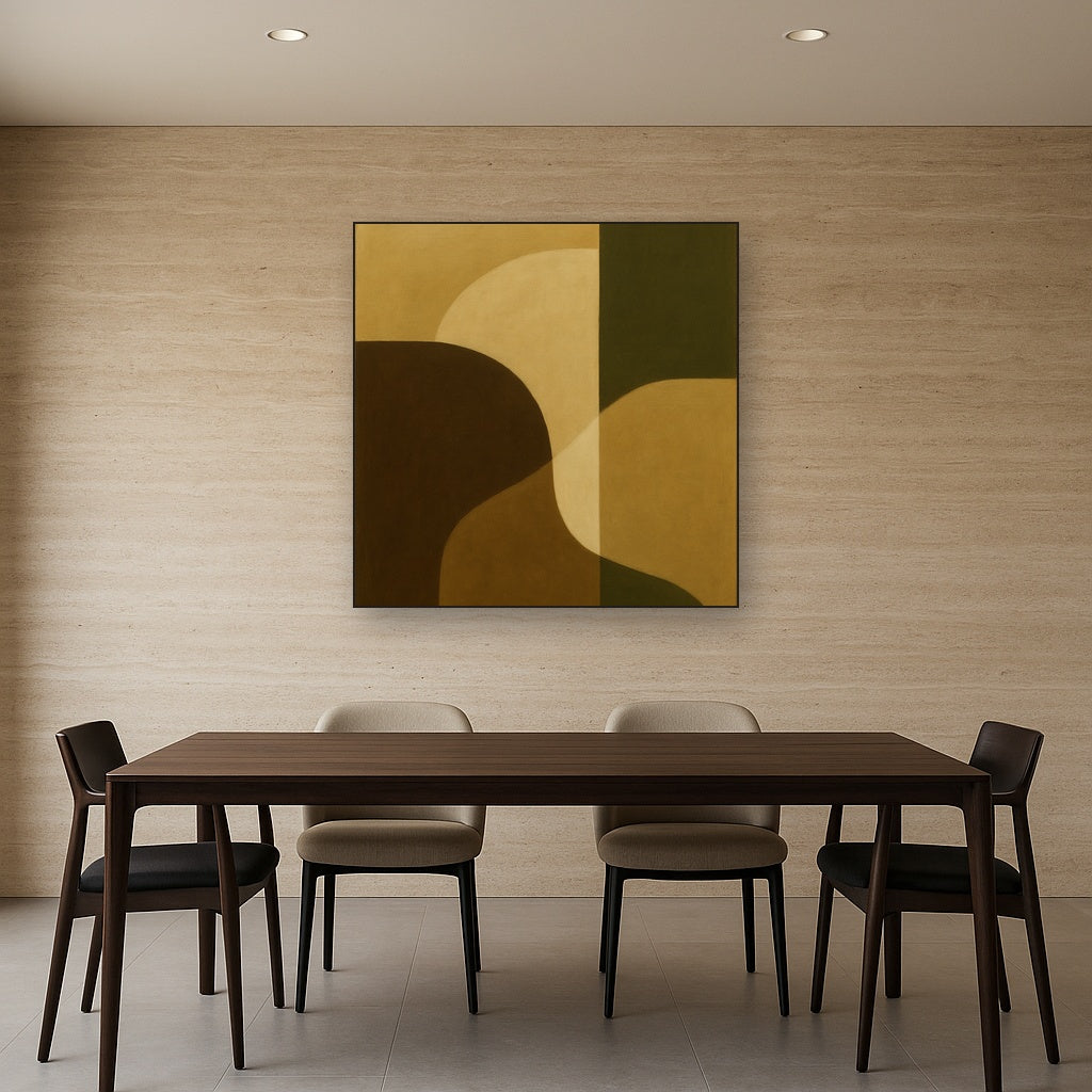 Minimalist Asymmetrical Balance in Raw Umber No. 6 Oil Painting - View 4