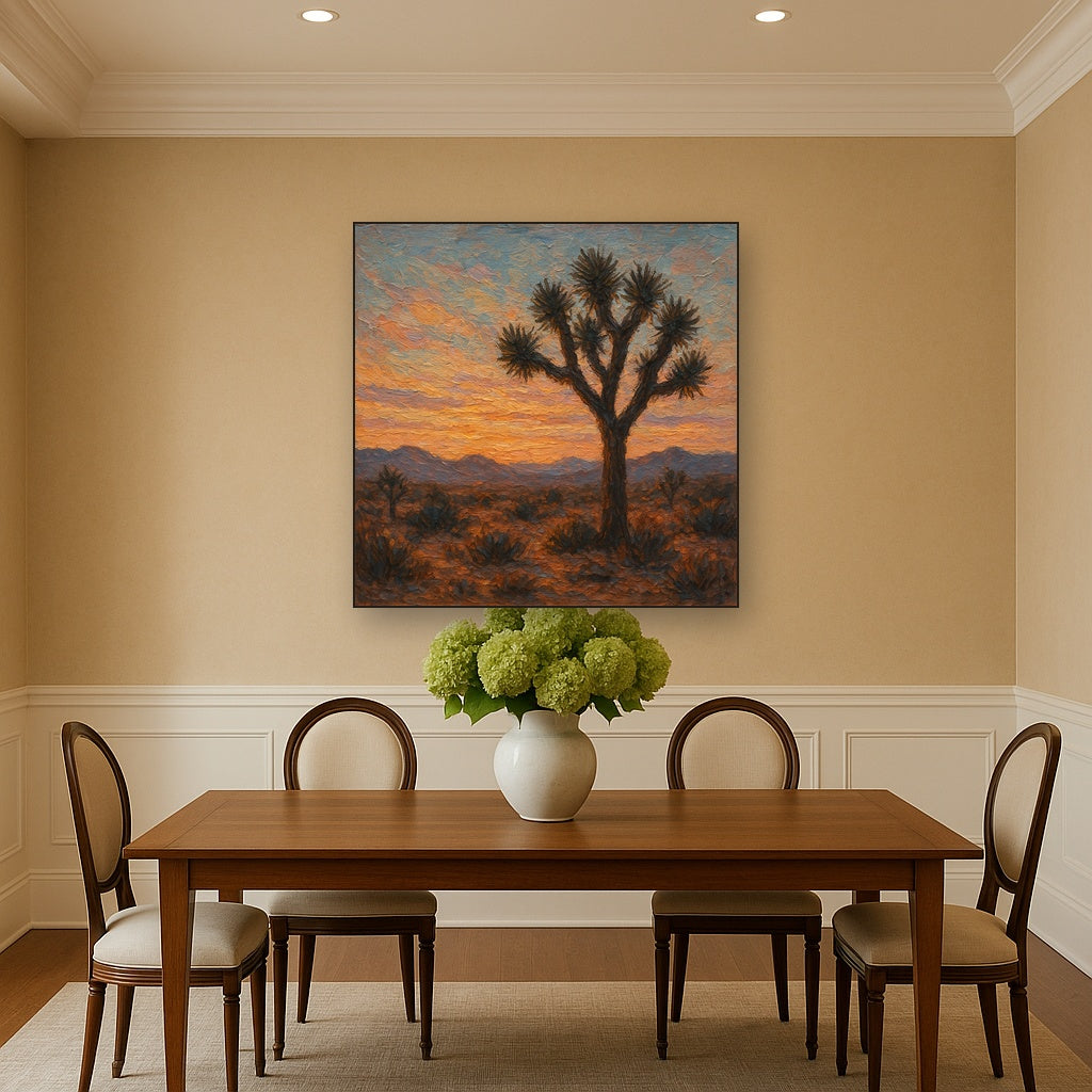Joshua Tree Desert Twilight Landscape Oil Painting - View 4