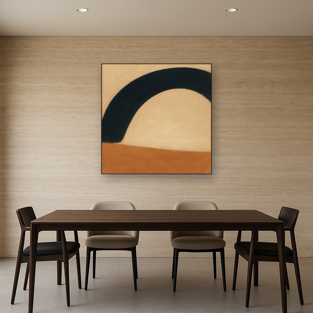 Navy Indigo & Warm Sand Sweep No. 2 - Modern Fine Art Oil Painting - View 4
