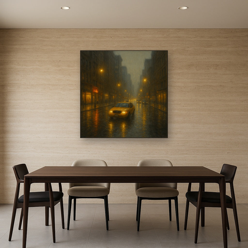 Rain-Drenched Manhattan Avenue Lights No. 9 Oil Painting - View 4