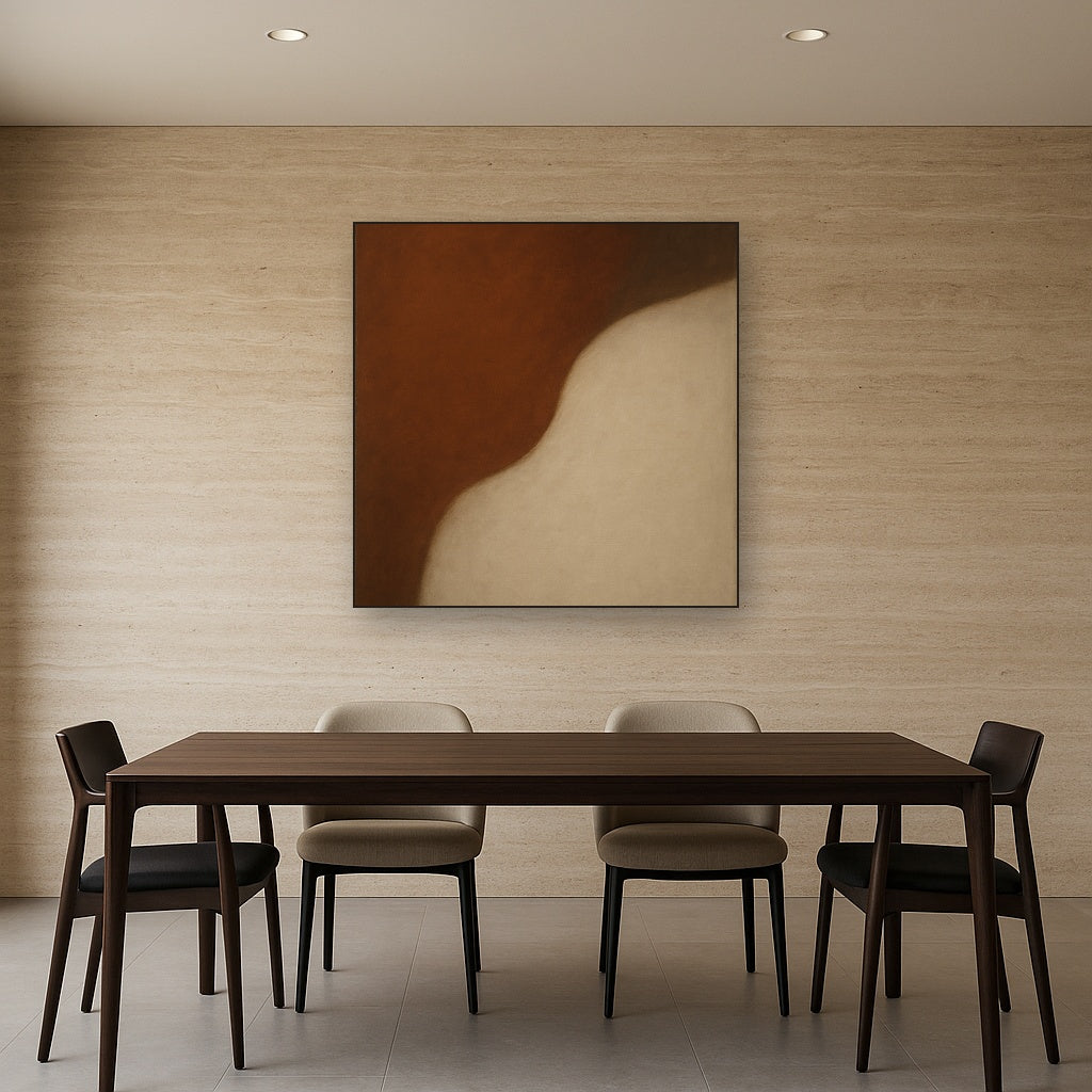 Burnt Umber & Greige Duet No. 7 - Modern Fine Art Oil Painting - View 4