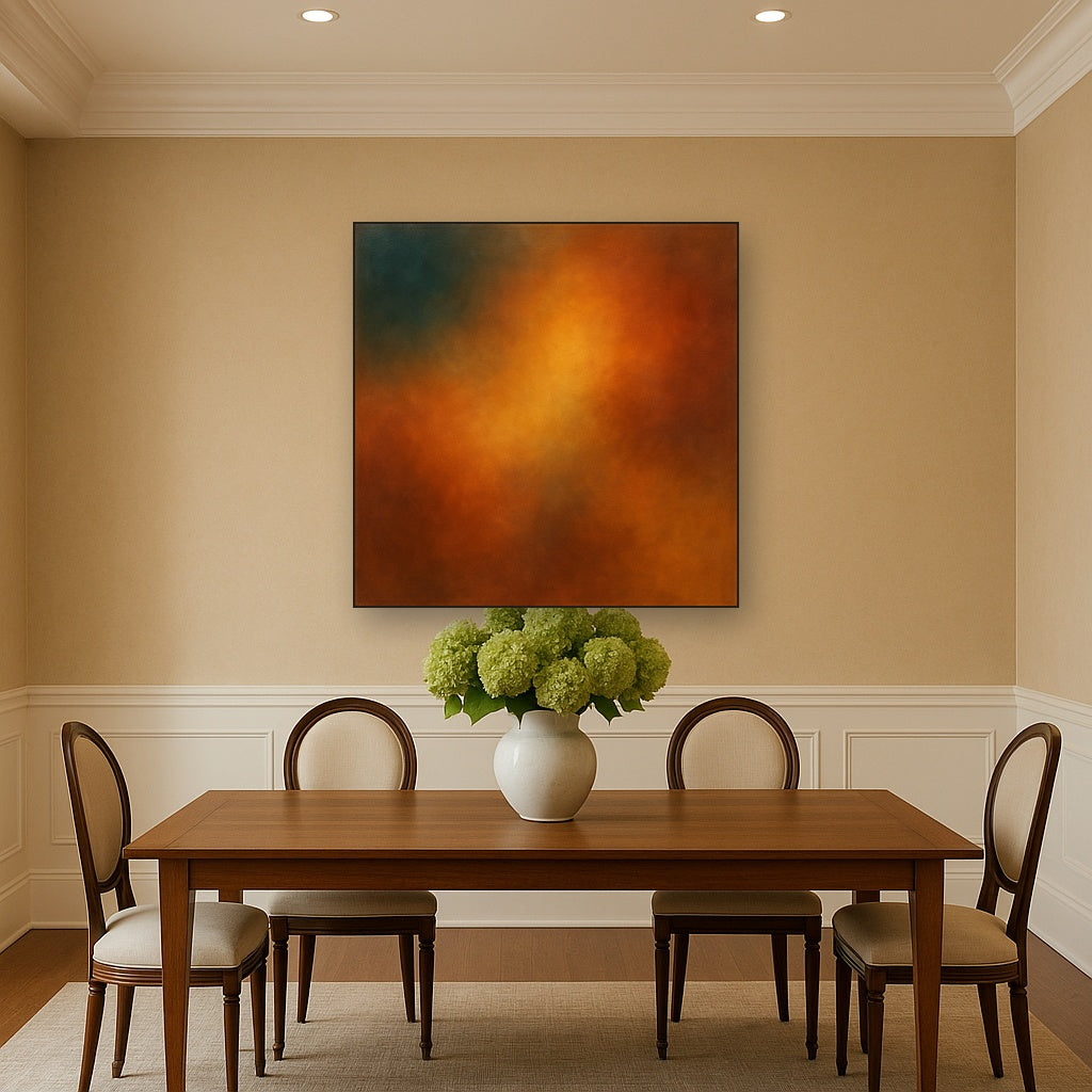 Deep Topaz & Spiced Terracotta Glow No. 6 Oil Painting - View 4