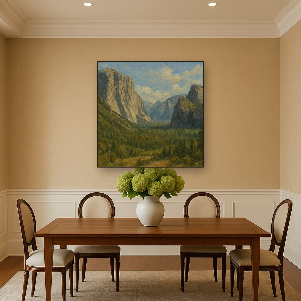Yosemite Granite Peaks Landscape Oil Painting - View 4