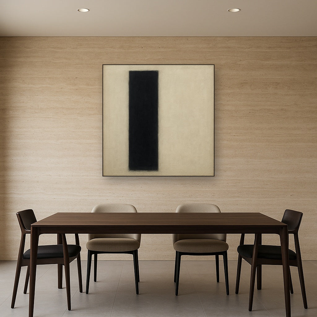 Deep Charcoal & Bone Monolith No. 1 - Modern Fine Art Oil Painting - View 4