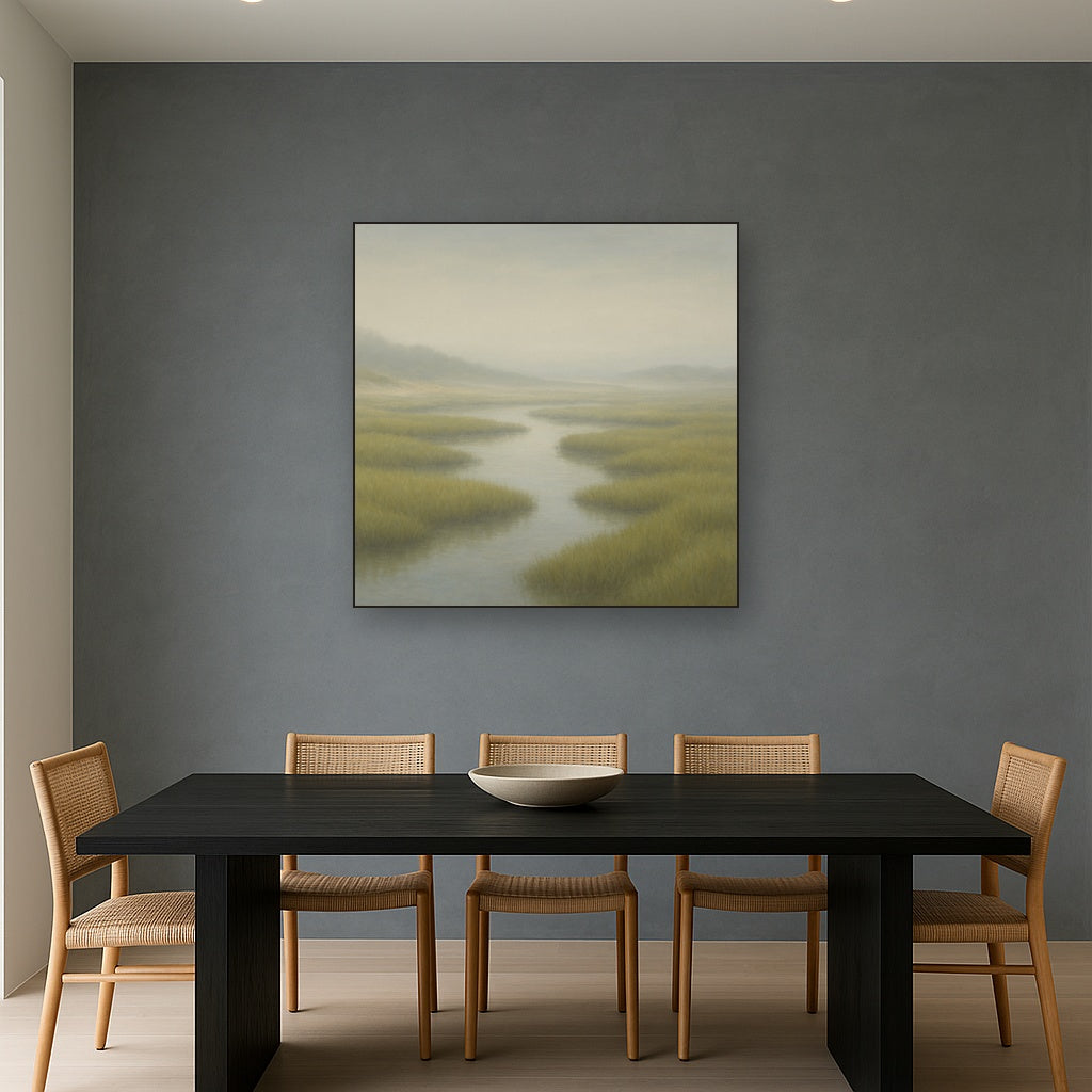 Morning Fog over Cape Cod Tidal Marsh No. 15 Oil Painting - View 4