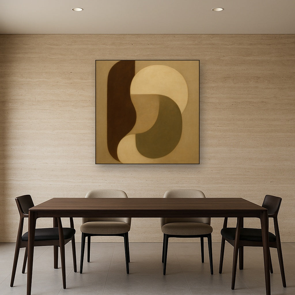 Minimalist Asymmetrical Balance in Raw Umber No. 19 Oil Painting - View 4