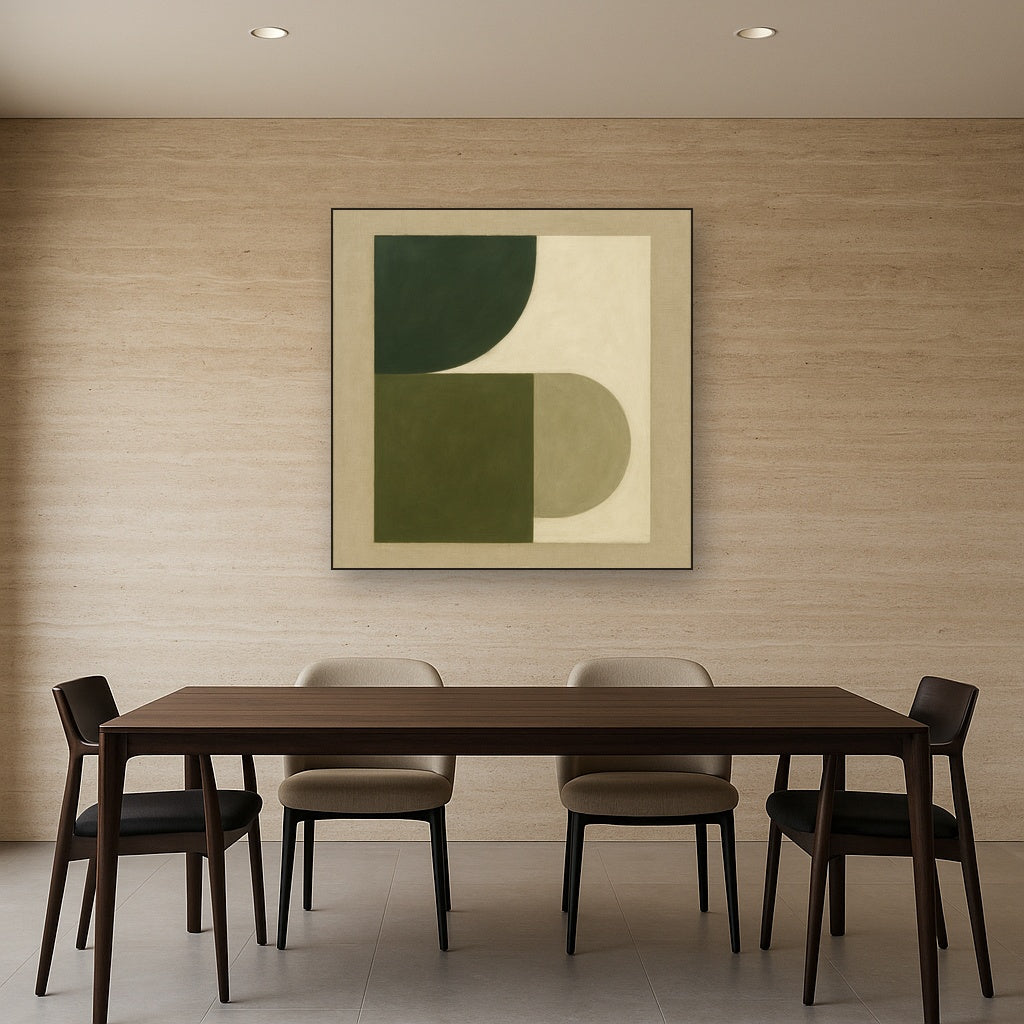 Forest Emerald & Chalk Interlock No. 6 - Modern Fine Art Oil Painting - View 4