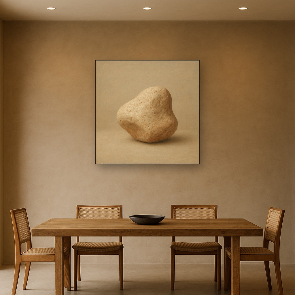 Zen Stone & Warm Grey Void No. 5 - Modern Fine Art Oil Painting - View 4