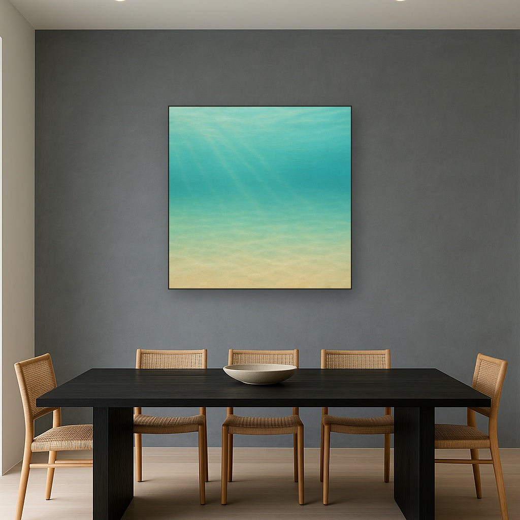Minimalist Aquamarine Reef Void No. 10 - Modern Fine Art Oil Painting - View 4