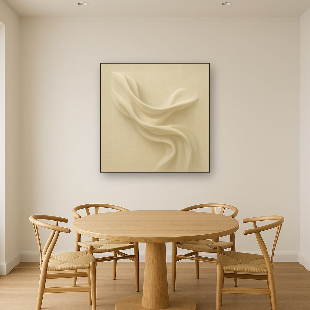 Alabaster Linen Texture Fold No. 4 - Modern Fine Art Oil Painting - View 4