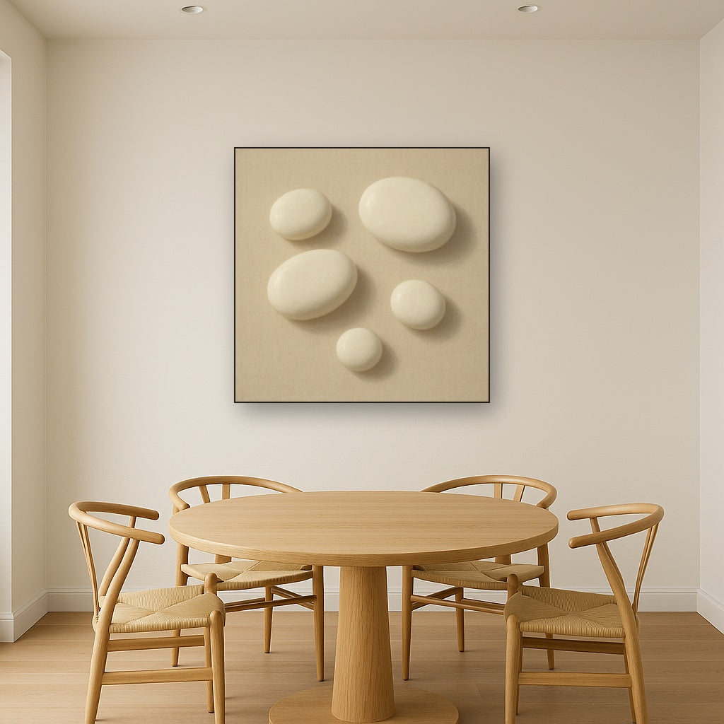 Organic Pebble Relief in White No. 6 - Modern Fine Art Oil Painting - View 4