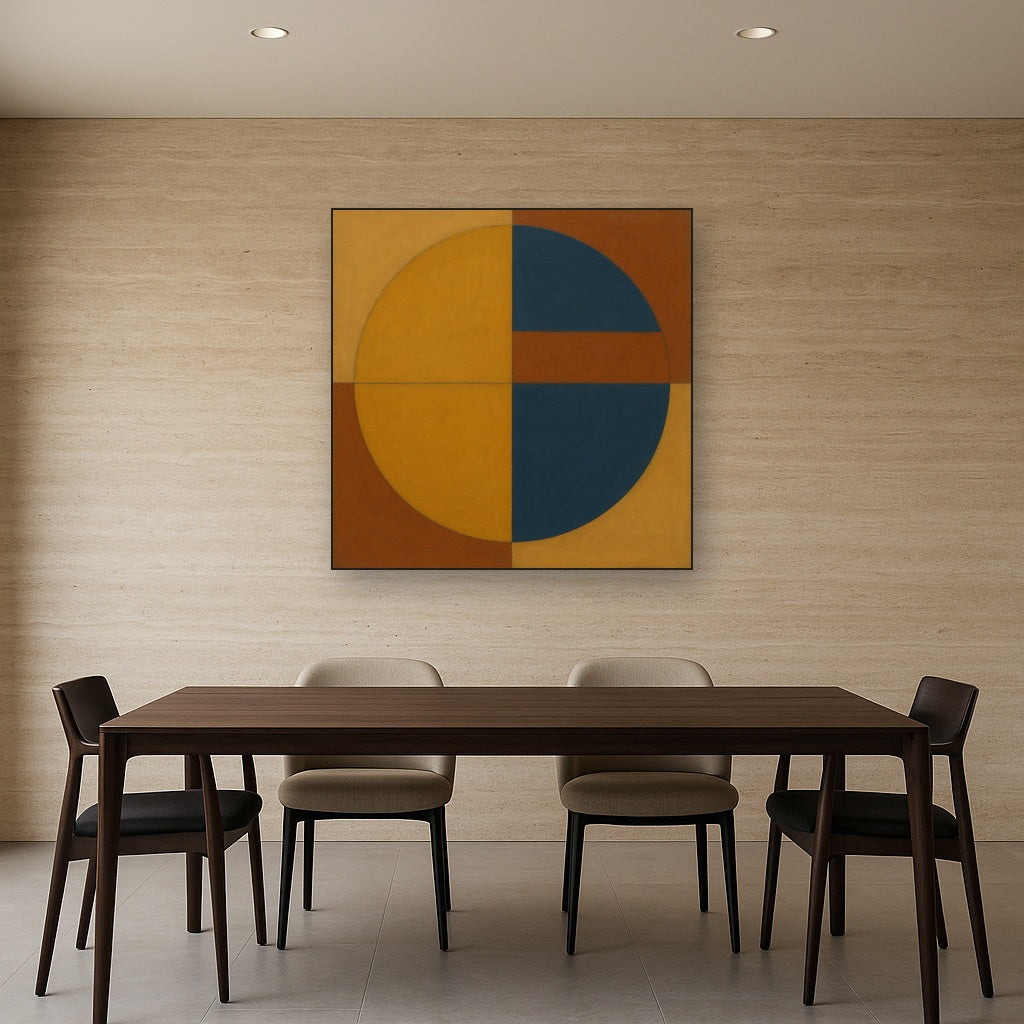 Bauhaus Quadrant Harmony in Primary Earth Tones No. 9 Oil Painting - View 4