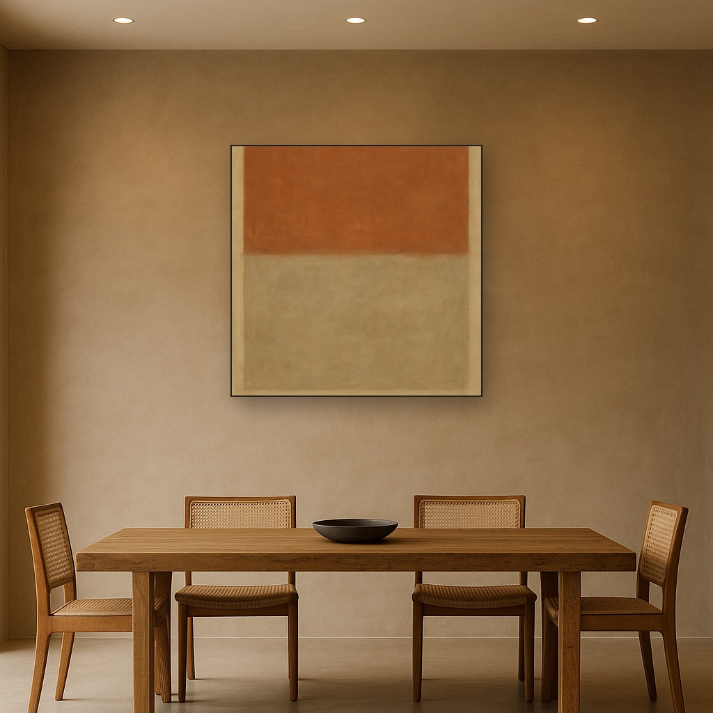 Terracotta & Greige Earth Bands No. 6 - Modern Fine Art Oil Painting - View 4