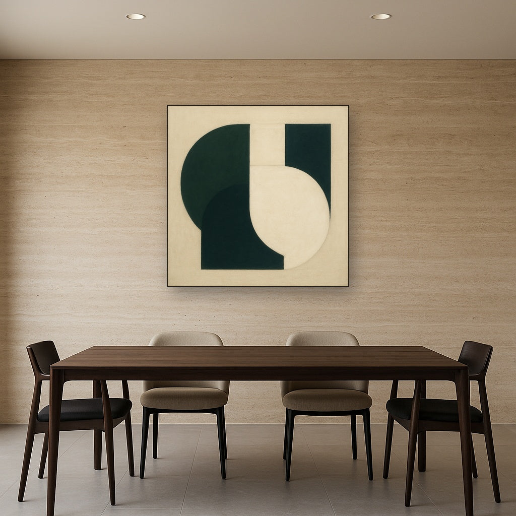 Forest Emerald & Chalk Interlock No. 6 - Modern Fine Art Oil Painting - View 4
