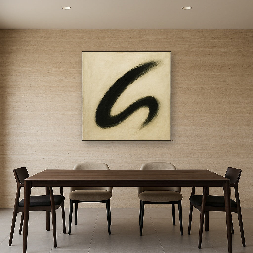 Monochrome Brushstroke Void No. 5 - Modern Fine Art Oil Painting - View 4