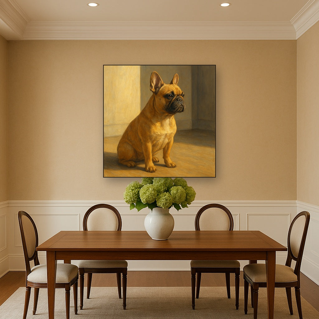 French Bulldog in Sunlit Minimalist Studio No. 12 Fine Art Oil Painting - View 4