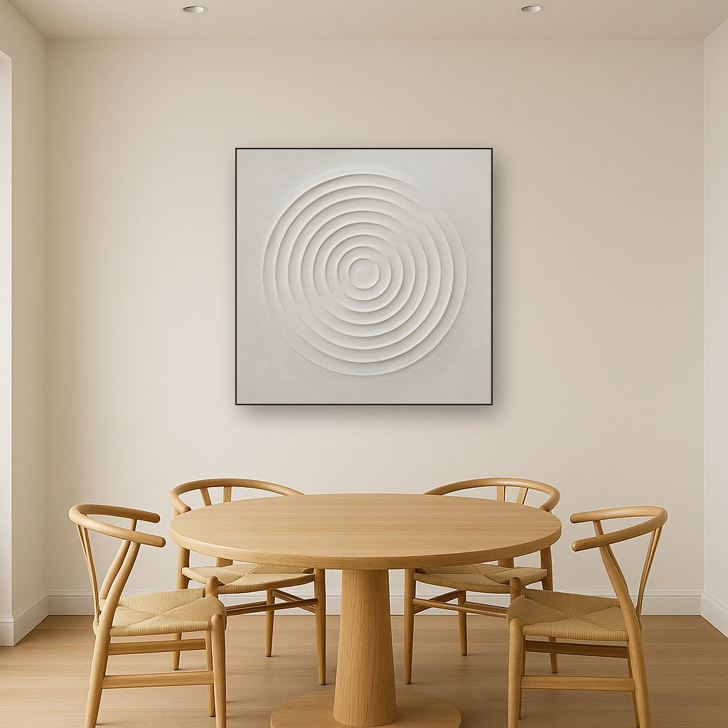 Concentric Zen Circles in Ivory No. 8 - Modern Fine Art Oil Painting - View 4
