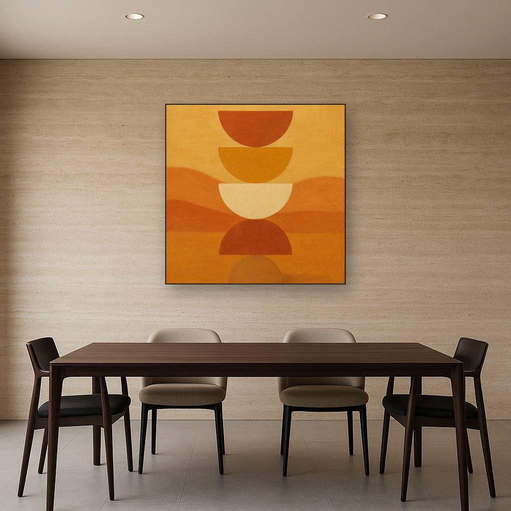 Stacked Semicircle Totem in Desert Warmth No. 15 Fine Art Oil Painting - View 4