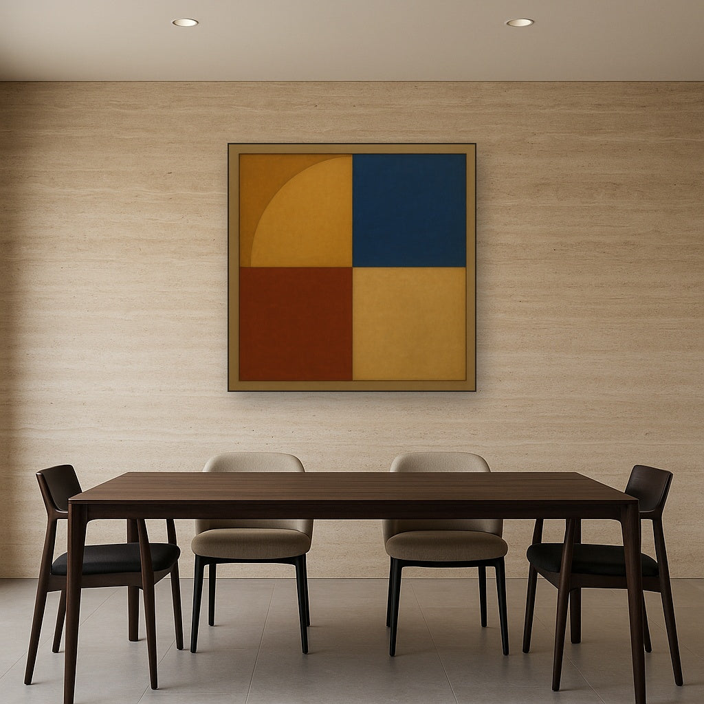Bauhaus Quadrant Harmony in Primary Earth Tones No. 21 Oil Painting - View 4