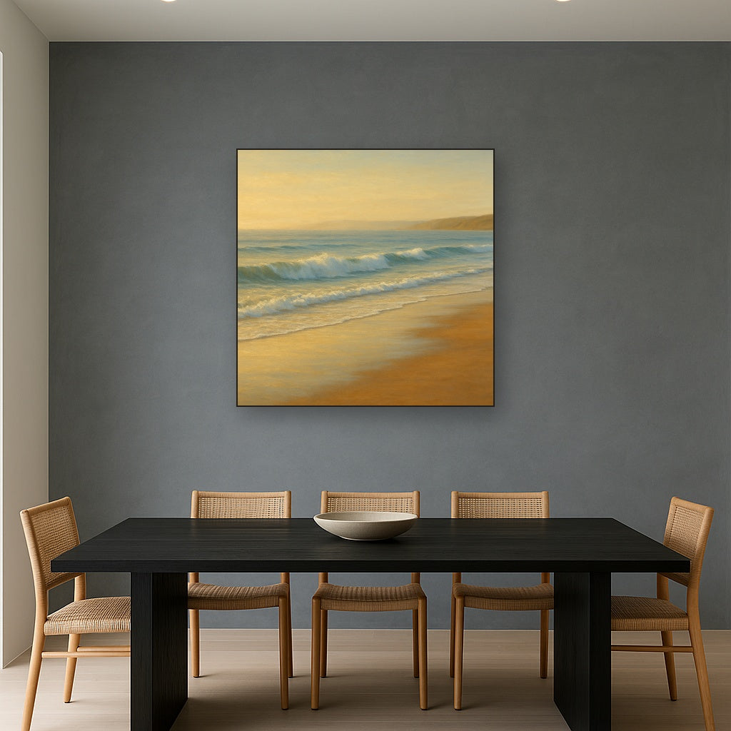 Gentle Breaking Waves & Wet Beach Reflection No. 2 Oil Painting - View 4