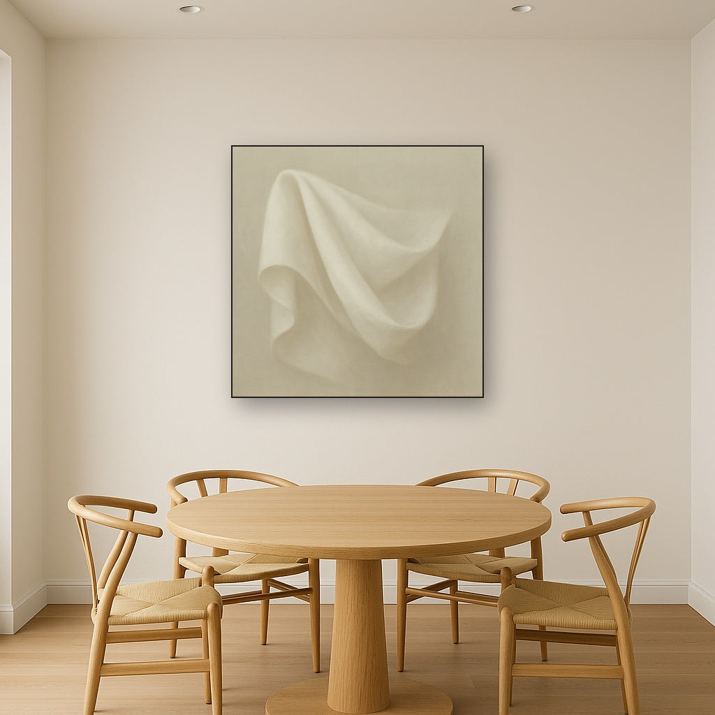 Alabaster Linen Texture Fold No. 4 - Modern Fine Art Oil Painting - View 4