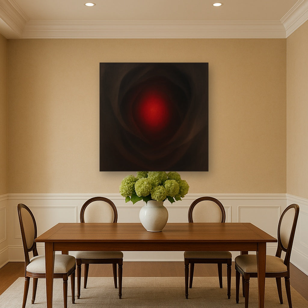 Smoky Ruby & Warm Obsidian Veils No. 2 Oil Painting - View 4