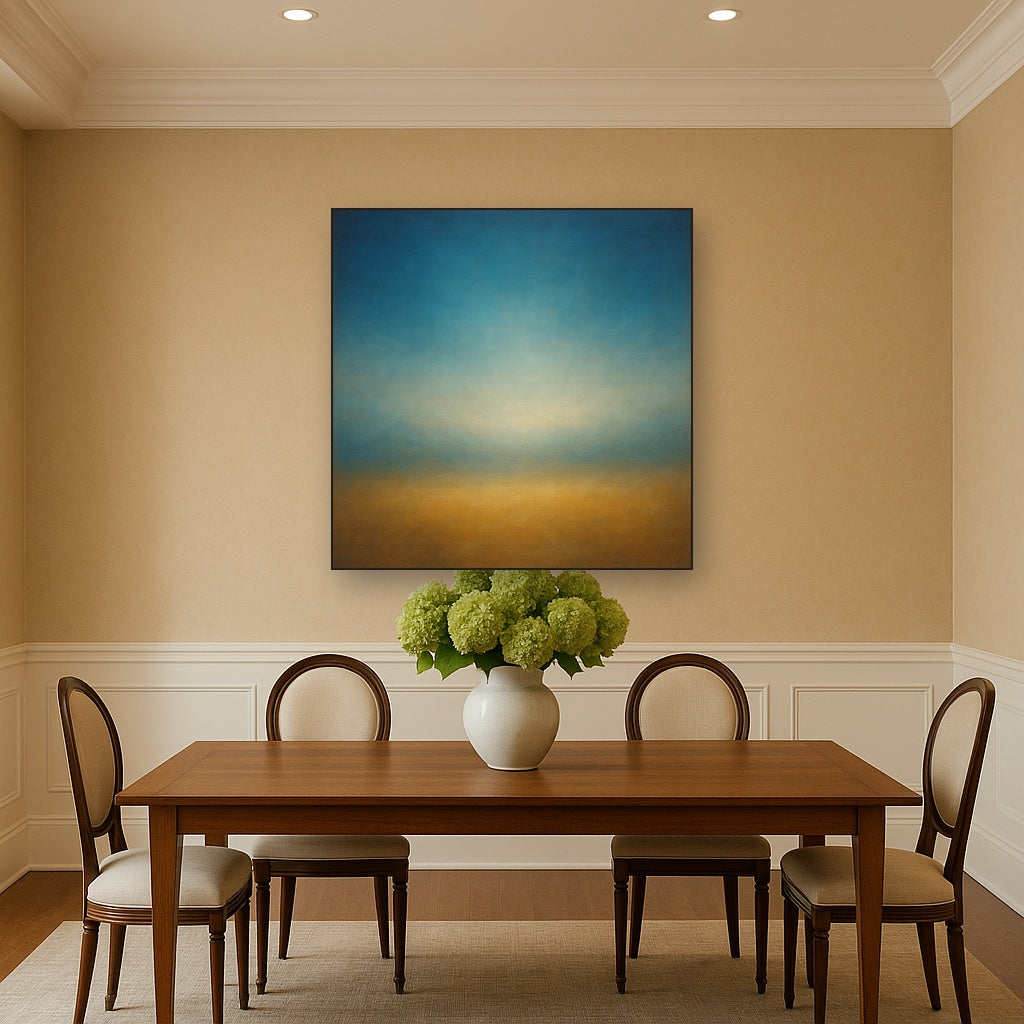 Celestial Azure & Warm Ochre Equilibrium No. 19 Oil Painting - View 4
