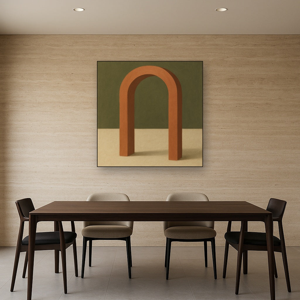 Terracotta Clay & Cream Arch No. 4 - Modern Fine Art Oil Painting - View 4