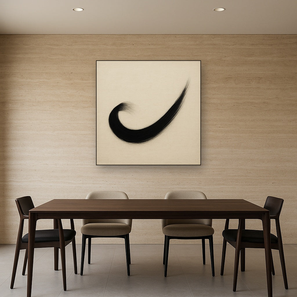 Monochrome Brushstroke Void No. 5 - Modern Fine Art Oil Painting - View 4