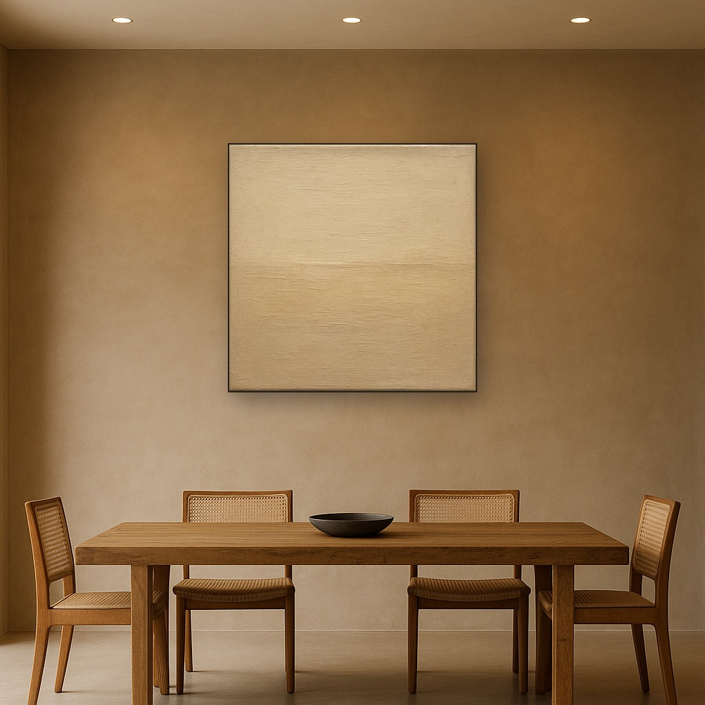 Earthy Raw Linen Texture Field No. 4 - Modern Fine Art Oil Painting - View 4