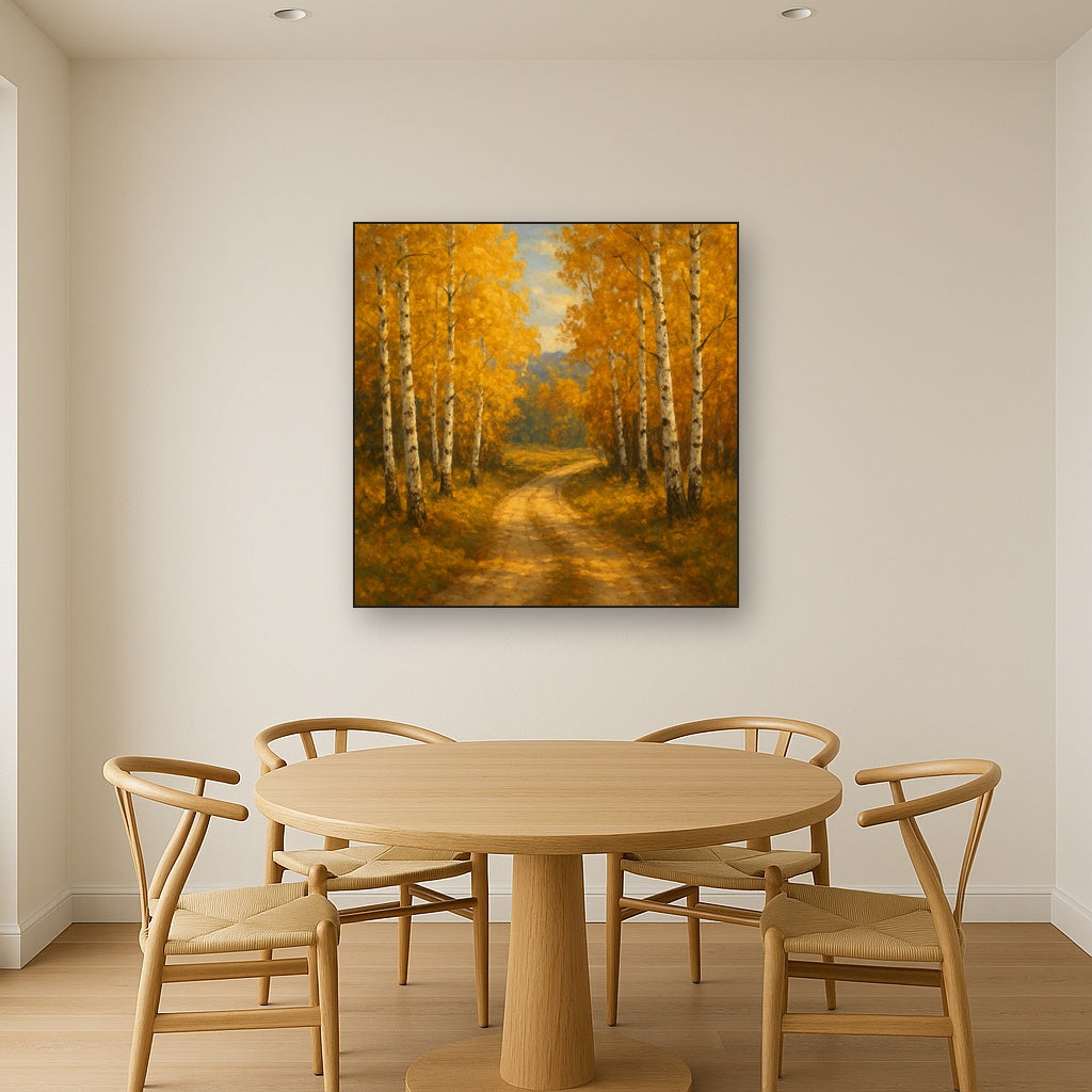 Winding Country Dirt Road through Birch Glade No. 10 Fine Art Oil Painting - View 4