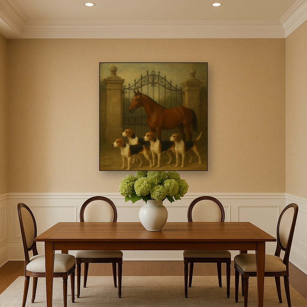 Hunting Hounds & Thoroughbred by Estate Gate No. 20 Oil Painting - View 4