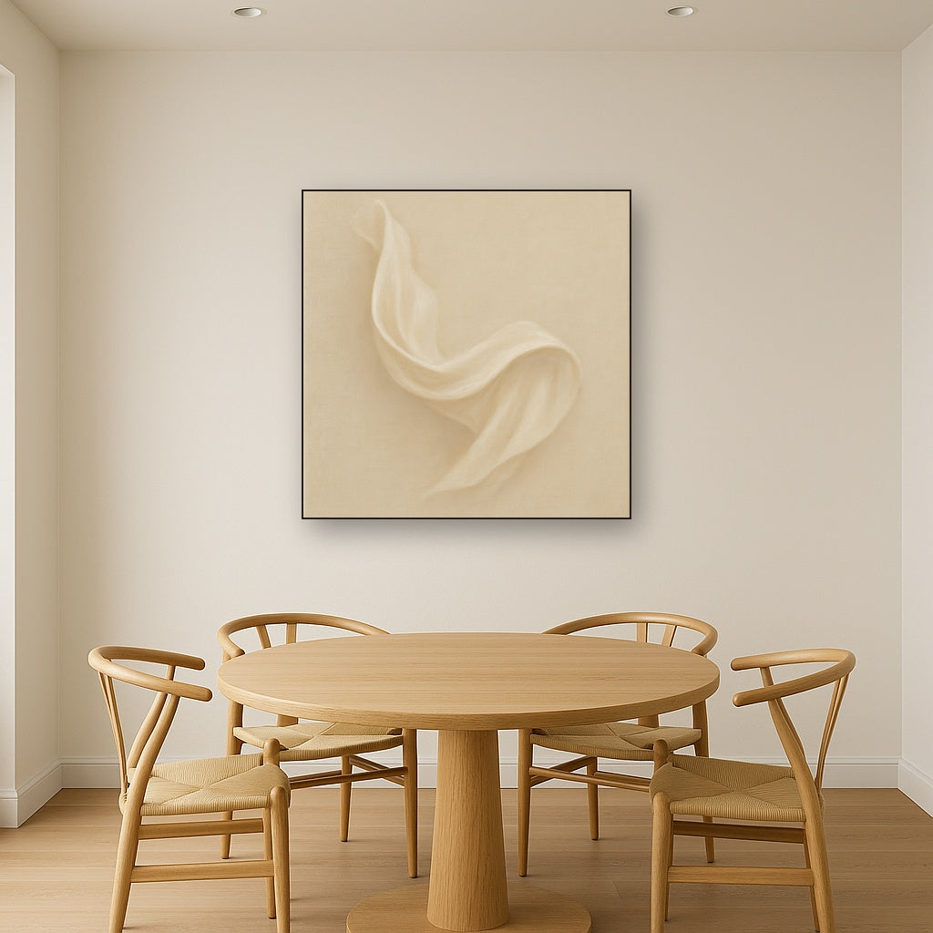 Alabaster Linen Texture Fold No. 4 - Modern Fine Art Oil Painting - View 4