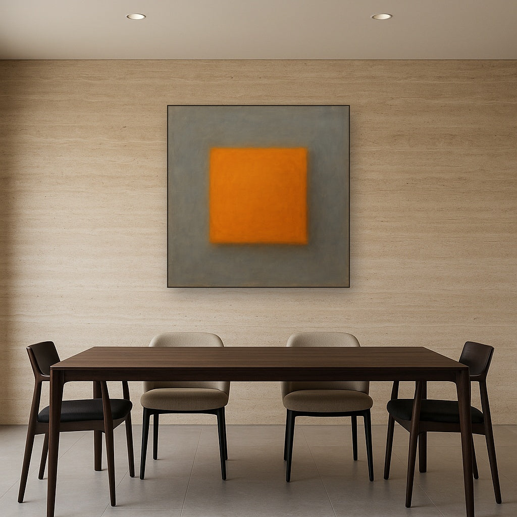 Cadmium Amber & Slate Grey Block No. 10 - Modern Fine Art Oil Painting - View 4