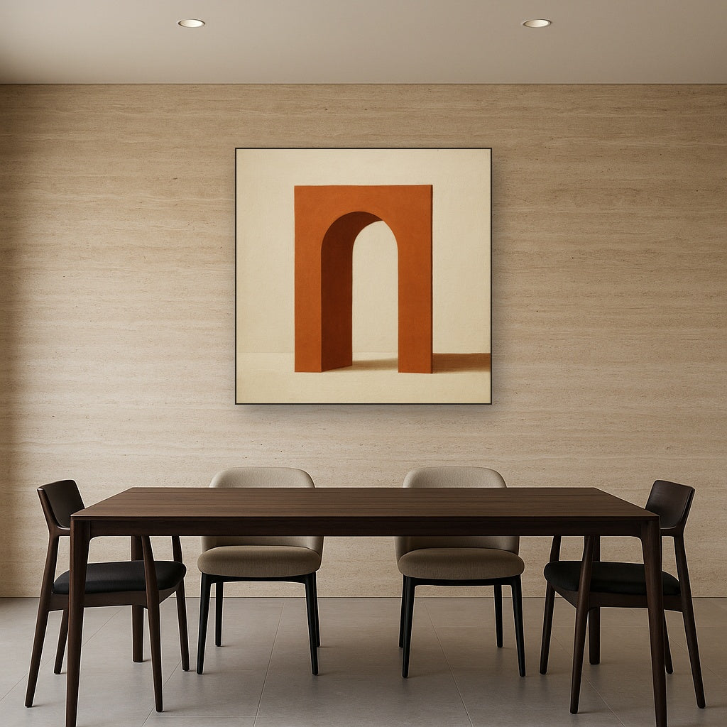 Terracotta Clay & Cream Arch No. 4 - Modern Fine Art Oil Painting - View 4