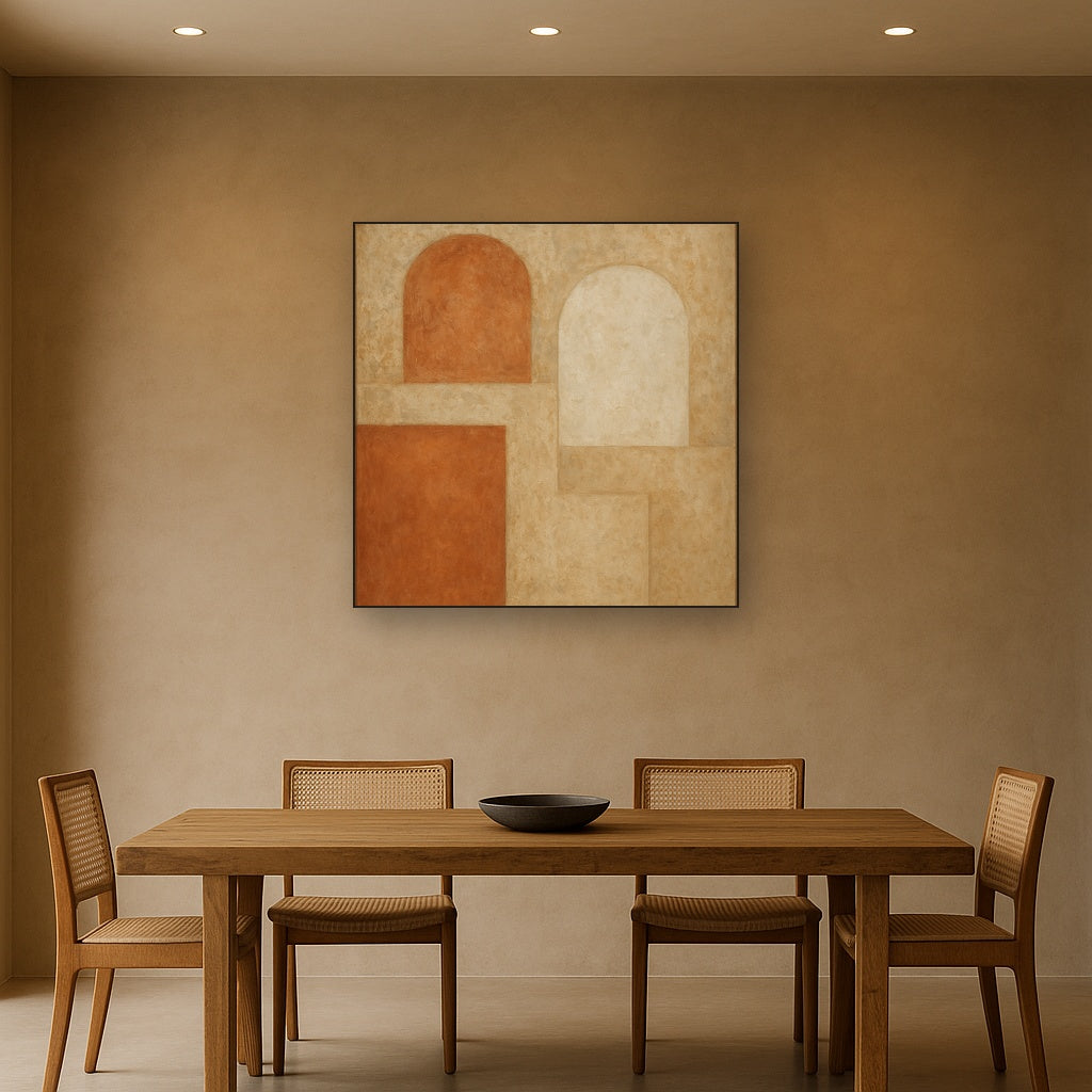 Earthy Terracotta & Weathered Plaster Wash No. 9 Oil Painting - View 4